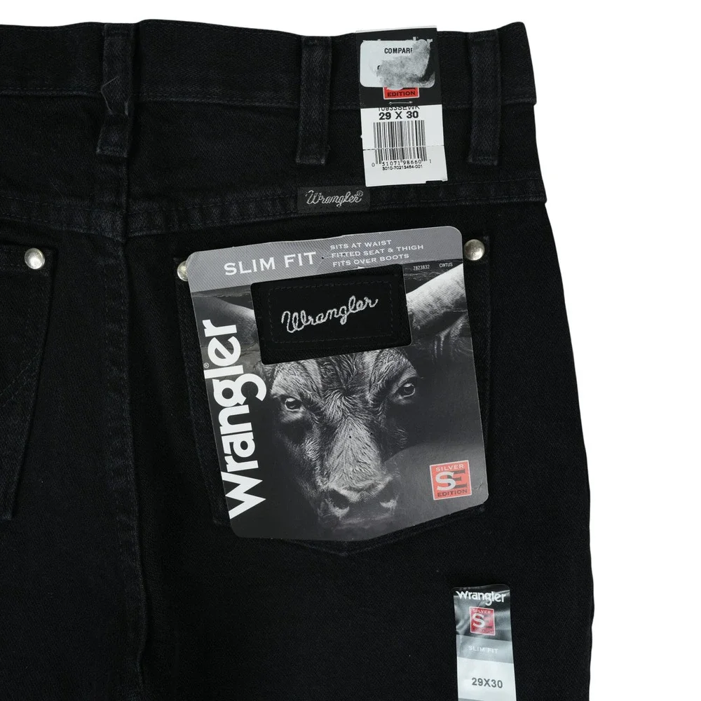 Wrangler Slim Fit Jeans Mens 29x30 Black‎ Silver Edition Western Cowboy Rodeo